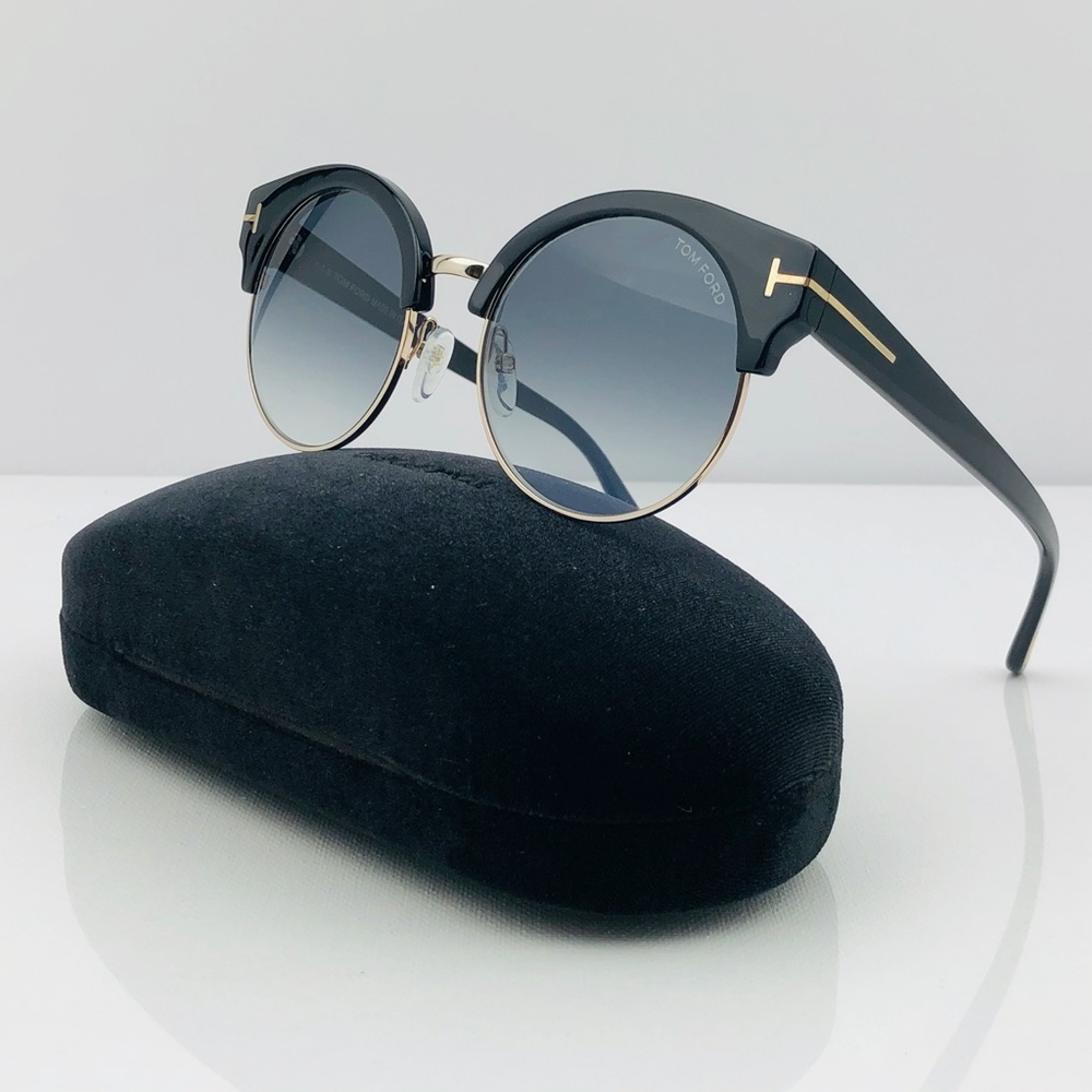 New TOM FORD Alissa Round Black Sunglasses - Picture 3 of 16